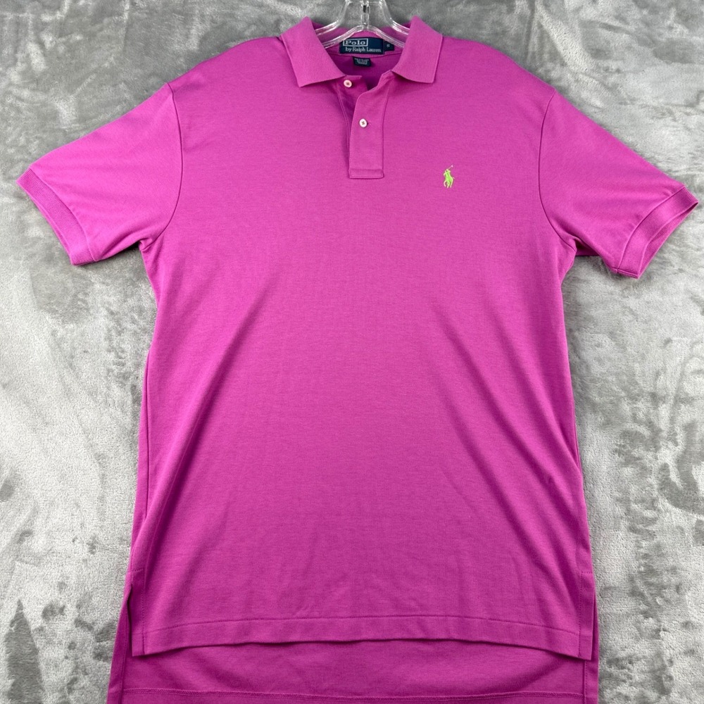 Polo Ralph Lauren Polo Shirt Mens S Classic Fit Magenta Pink Lime Green Pony EUC